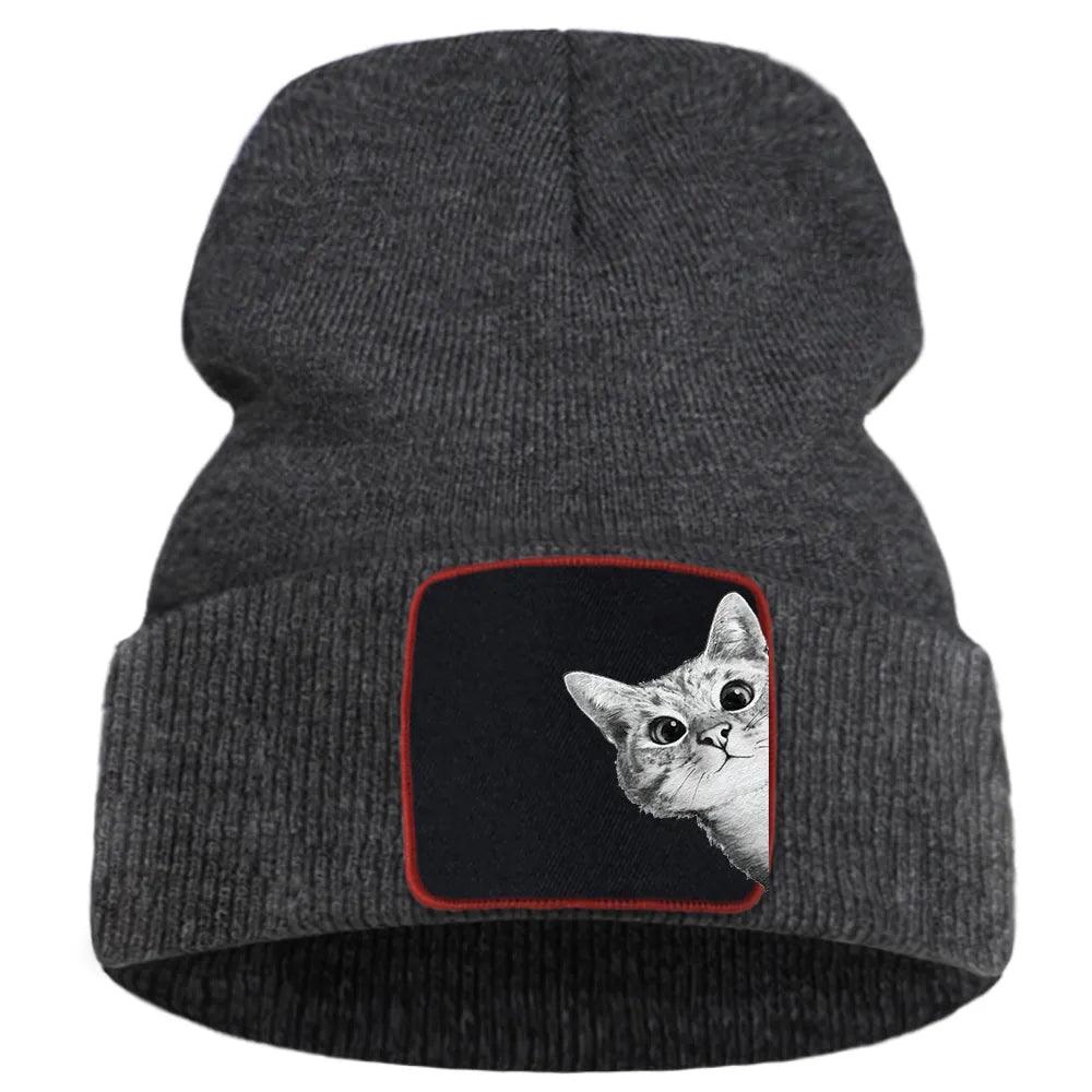 Peeking Tabby Cat Knit Hat, 10 colors - Just Cats - Gifts for Cat Lovers