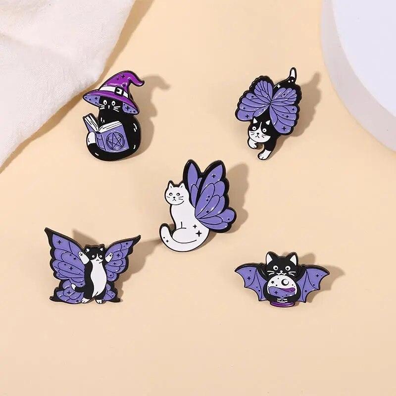 Purple Winged Cat Pin - Just Cats - Gifts for Cat Lovers