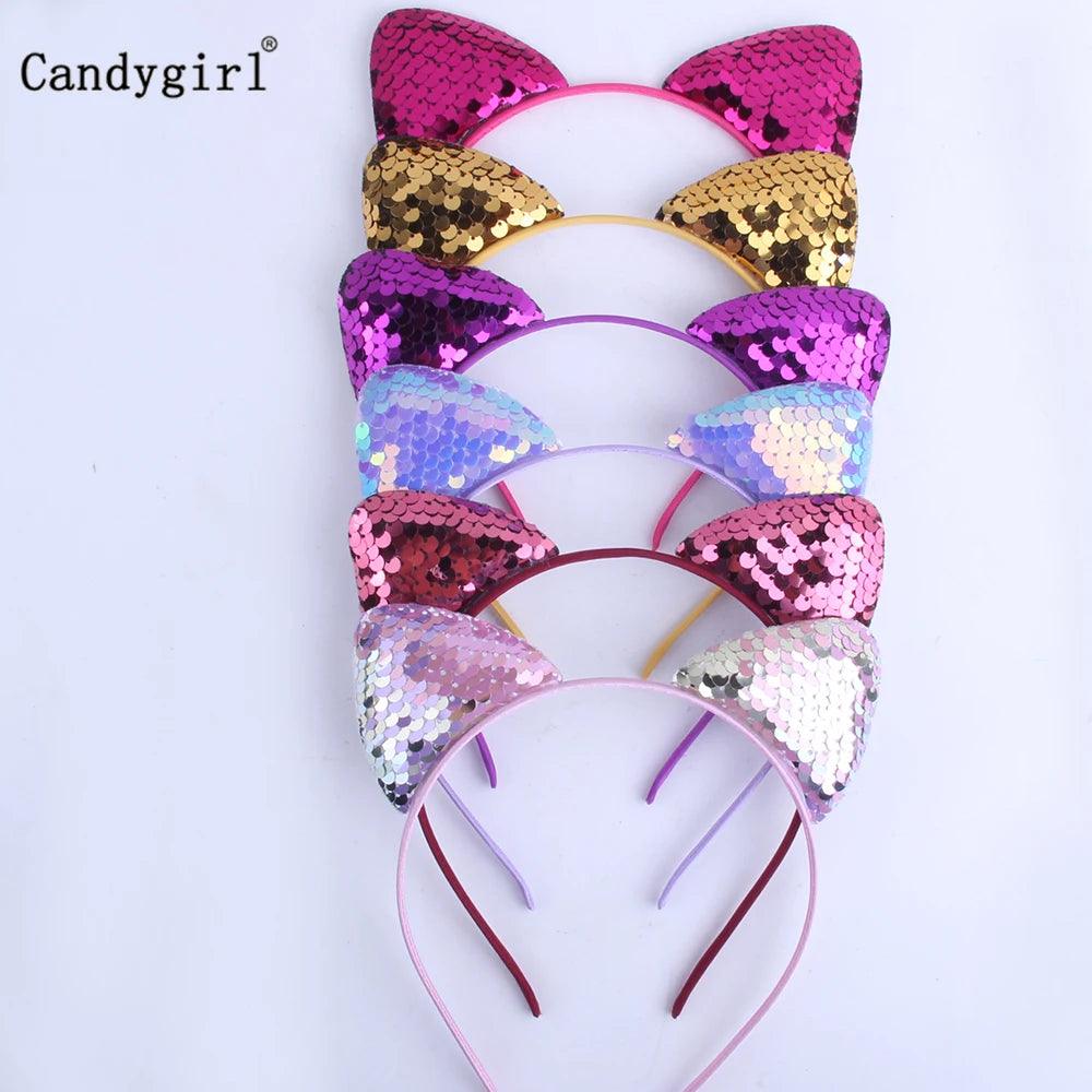 Reversible Sequin Cat Ears Head Band, 18 Colors - Just Cats - Gifts for Cat Lovers