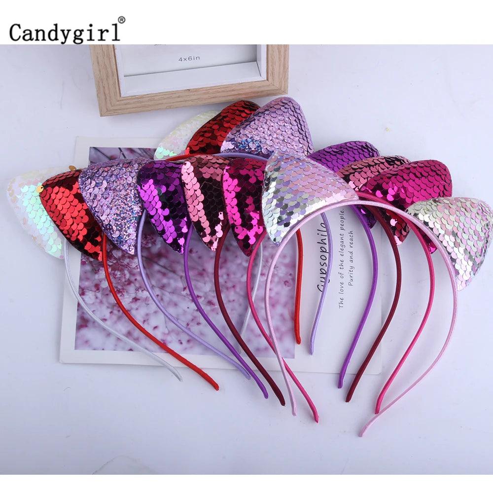 Reversible Sequin Cat Ears Head Band, 18 Colors - Just Cats - Gifts for Cat Lovers