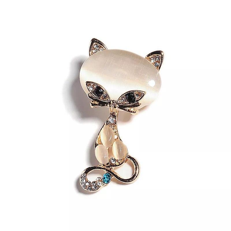 Rhinestone Opal Cat Brooch - Just Cats - Gifts for Cat Lovers