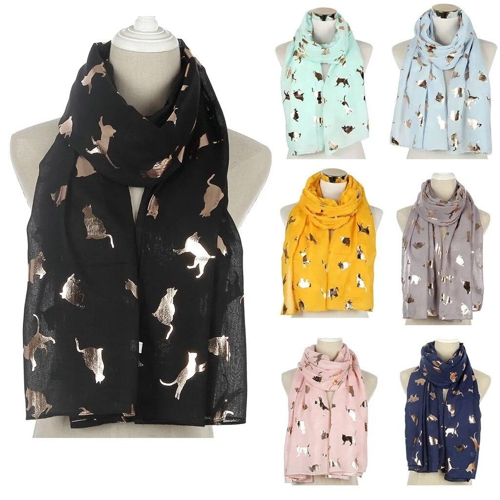 Silver Cat Printed Shawl Scarf, 8 Colors - Just Cats - Gifts for Cat Lovers