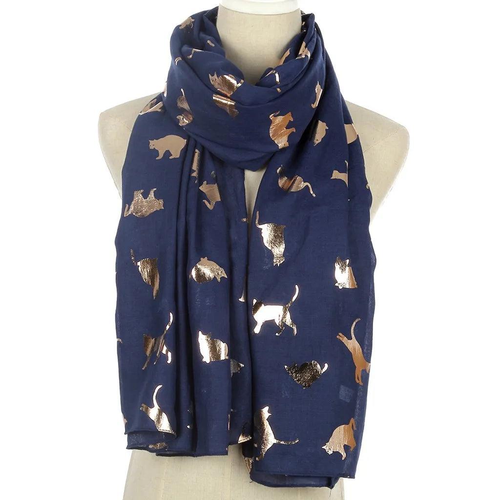 Silver Cat Printed Shawl Scarf, 8 Colors - Just Cats - Gifts for Cat Lovers