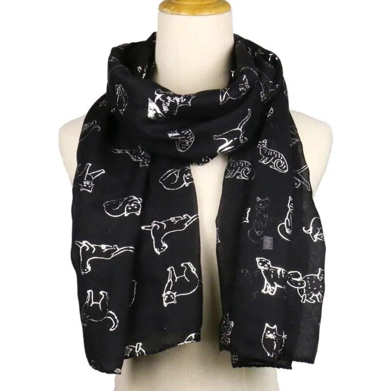 Silver Cats Outliune Shawl Scarf, 5 colors - Just Cats - Gifts for Cat Lovers