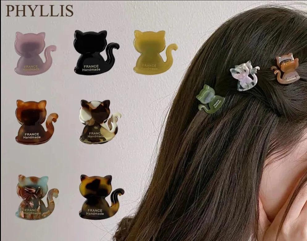 Small Cat Shape Hair Clip, 11 colors - Just Cats - Gifts for Cat Lovers