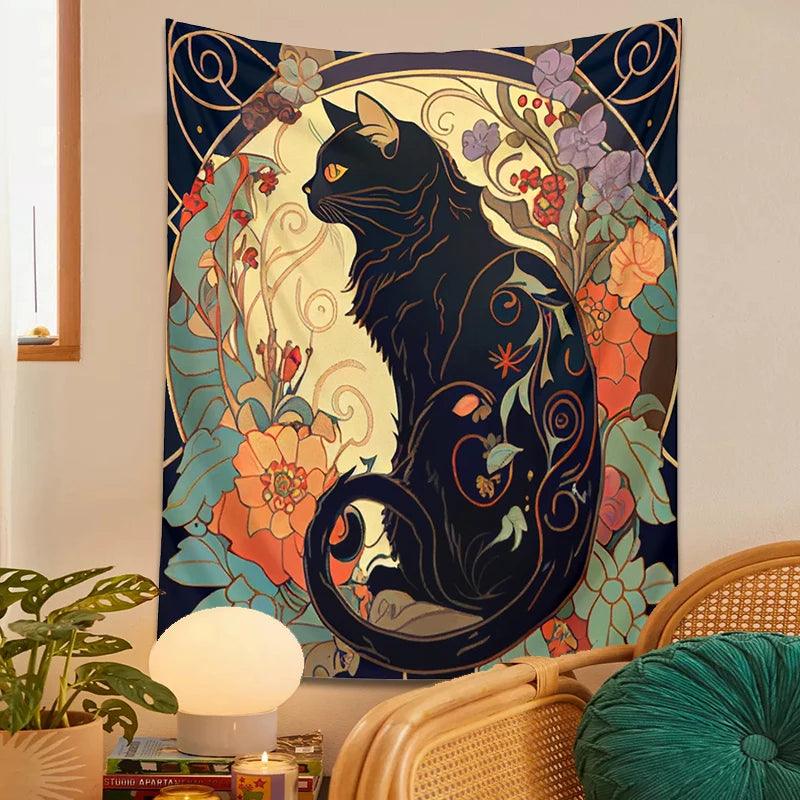 Stained Glass Style Cat Print Tapestry, 4 Styles - Just Cats - Gifts for Cat Lovers