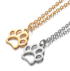 Stainless Steel Paw Pendant Necklace, Gold/Silver - Just Cats - Gifts for Cat Lovers