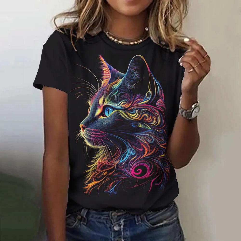 Stunning Color Designed Cat T-shirts, 8 Designs - Just Cats - Gifts for Cat Lovers