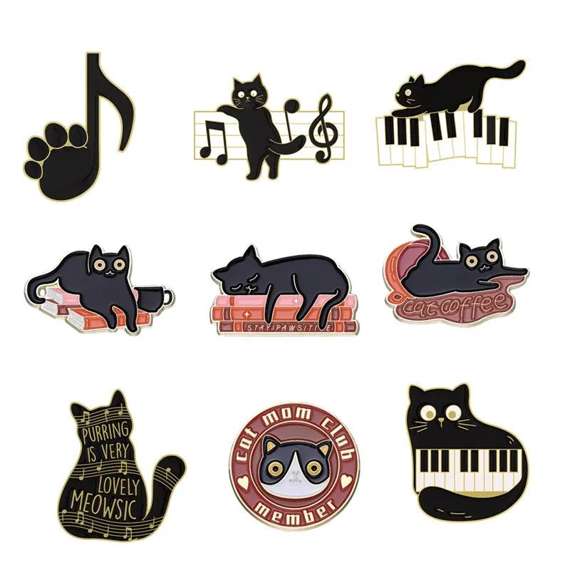 Various Black Cat Pin, 26 Designs - Just Cats - Gifts for Cat Lovers
