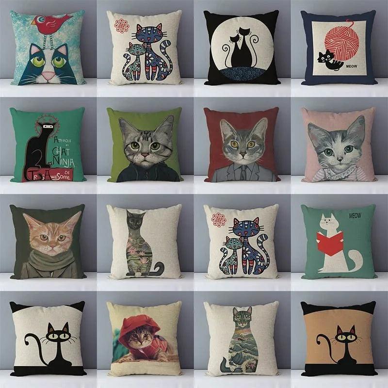 Various Cat Printed Decorative Pillow case, 15 Designs - Just Cats - Gifts for Cat Lovers