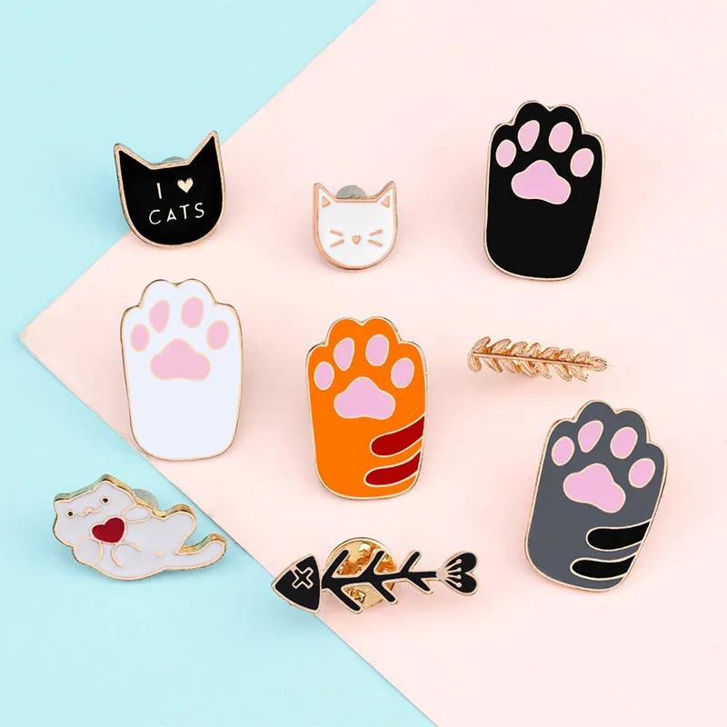 Various Cute Cartoon Cat Pins, 17 Designs - Just Cats - Gifts for Cat Lovers