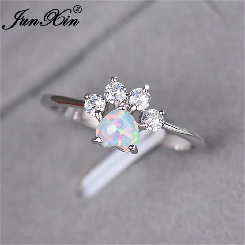 Zirconia/Opal 925 Sterlig Silver Pew Rings. 7 colors - Just Cats - Gifts for Cat Lovers