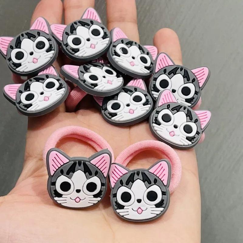 10 Pcs set Chi Cat Hair Pin or ponytail band, 2 designs - Just Cats - Gifts for Cat Lovers