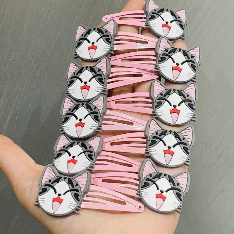 10 Pcs set Chi Cat Hair Pin or ponytail band, 2 designs - Just Cats - Gifts for Cat Lovers