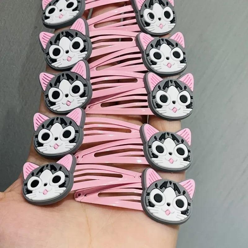 10 Pcs set Chi Cat Hair Pin or ponytail band, 2 designs - Just Cats - Gifts for Cat Lovers