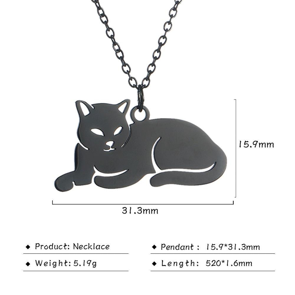 14 various Stainless Steel Cat Necklaces - Just Cats - Gifts for Cat Lovers