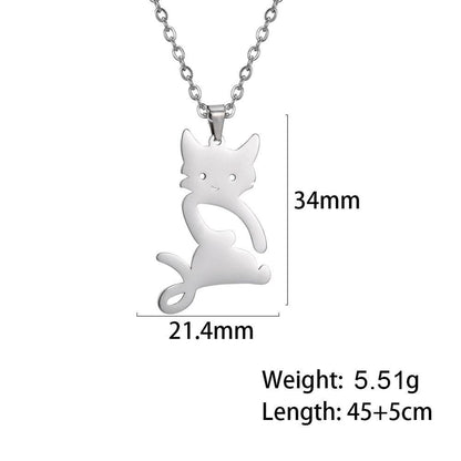 14 various Stainless Steel Cat Necklaces - Just Cats - Gifts for Cat Lovers