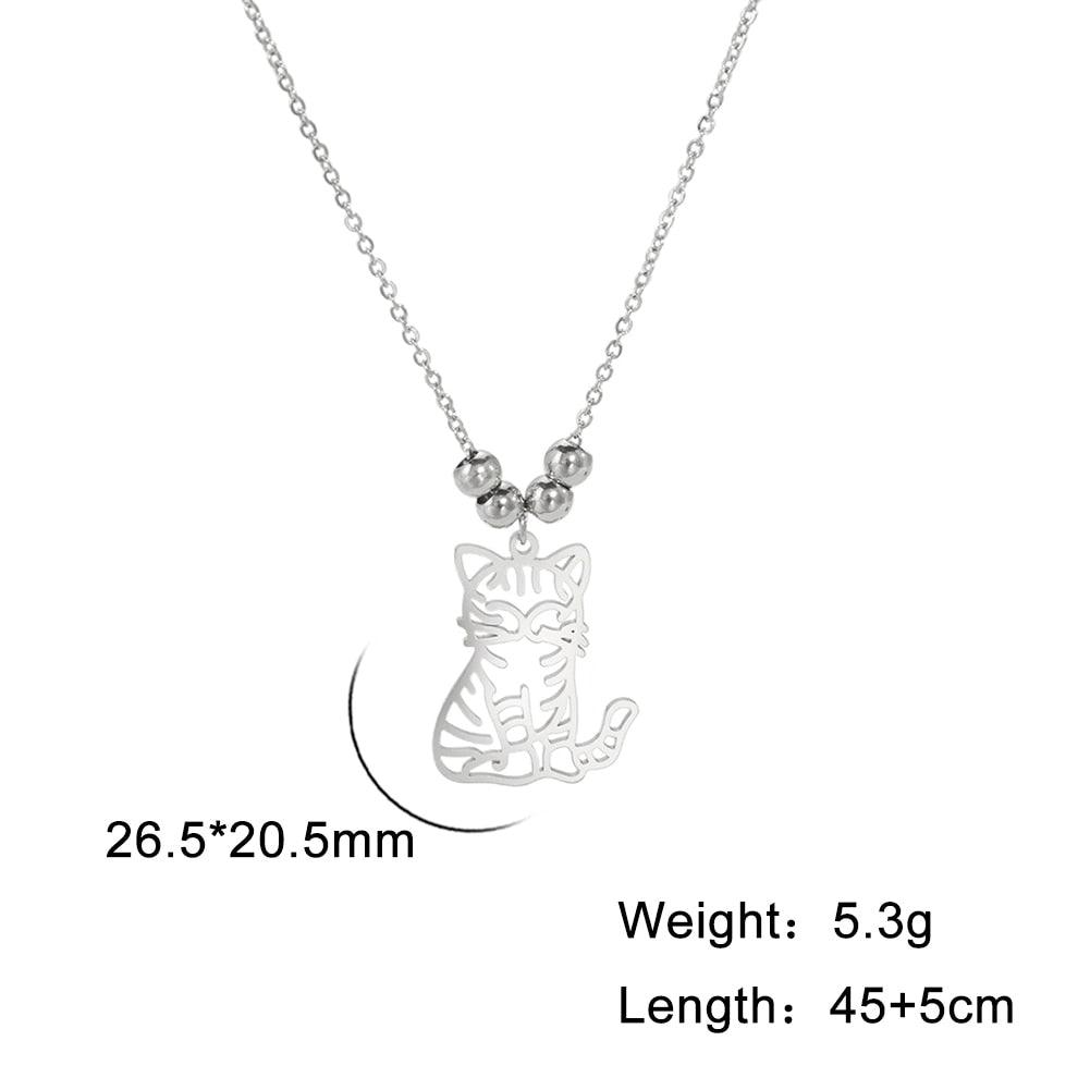 14 various Stainless Steel Cat Necklaces - Just Cats - Gifts for Cat Lovers