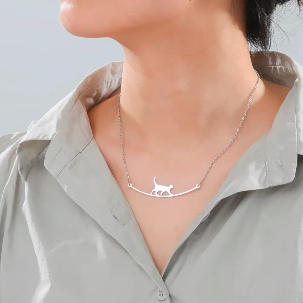 14 various Stainless Steel Cat Necklaces - Just Cats - Gifts for Cat Lovers