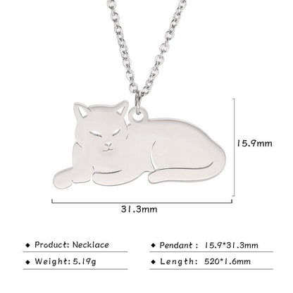 14 various Stainless Steel Cat Necklaces - Just Cats - Gifts for Cat Lovers