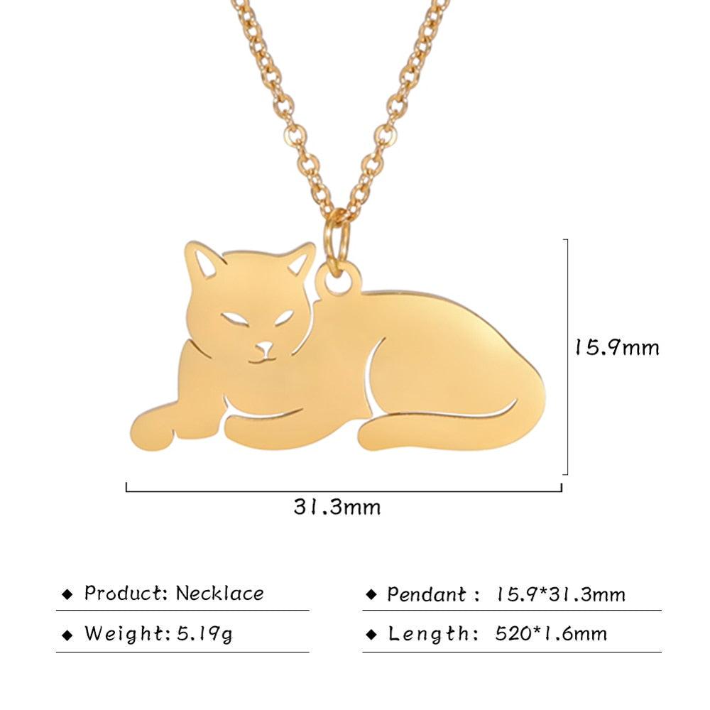 14 various Stainless Steel Cat Necklaces - Just Cats - Gifts for Cat Lovers