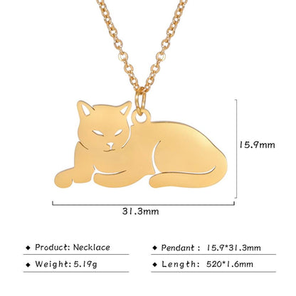 14 various Stainless Steel Cat Necklaces - Just Cats - Gifts for Cat Lovers