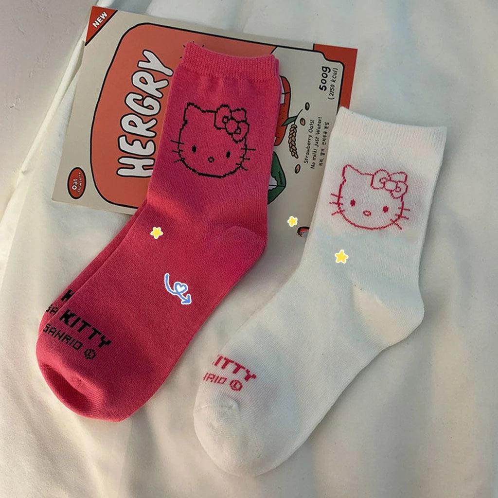 3 Pair Hello Kitty Socks fir Girls - Just Cats - Gifts for Cat Lovers