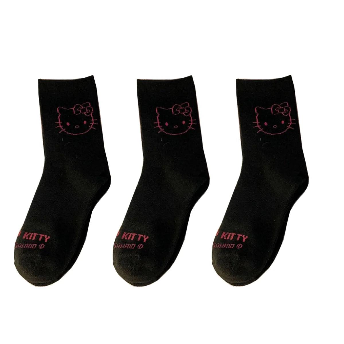 3 Pair Hello Kitty Socks fir Girls - Just Cats - Gifts for Cat Lovers