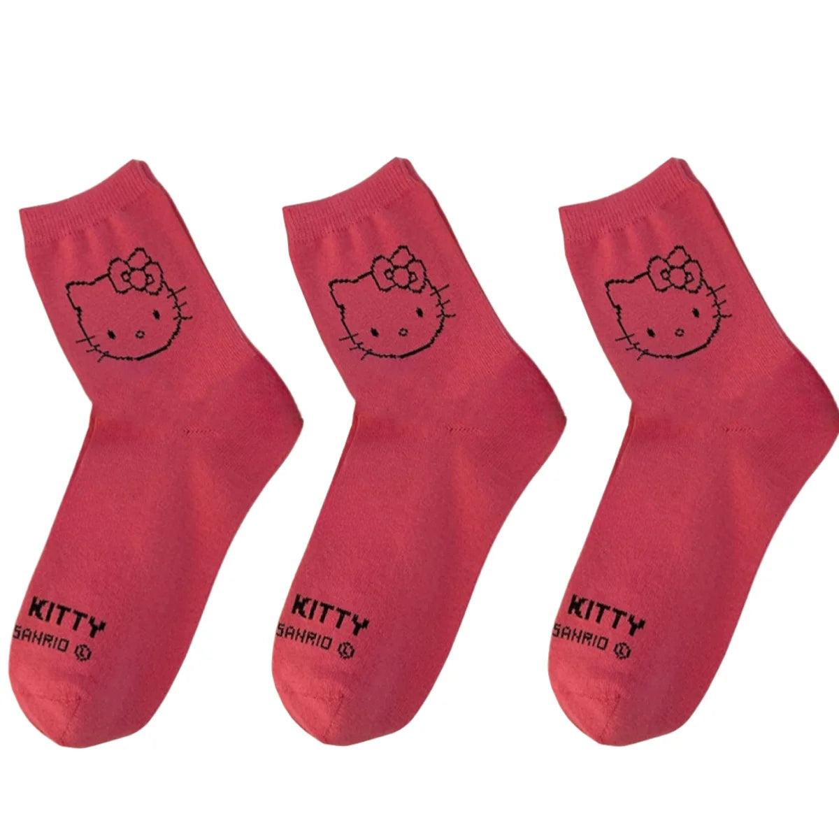 3 Pair Hello Kitty Socks fir Girls - Just Cats - Gifts for Cat Lovers