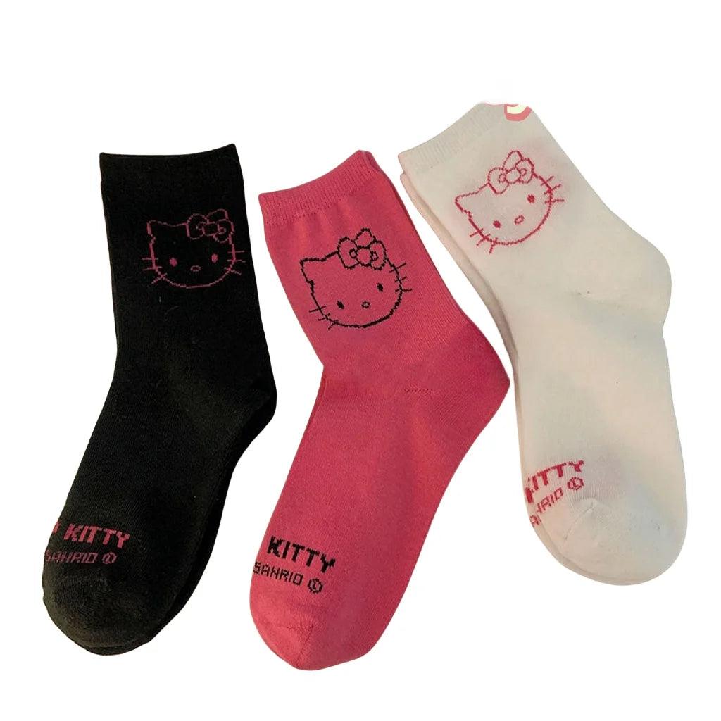 3 Pair Hello Kitty Socks fir Girls - Just Cats - Gifts for Cat Lovers