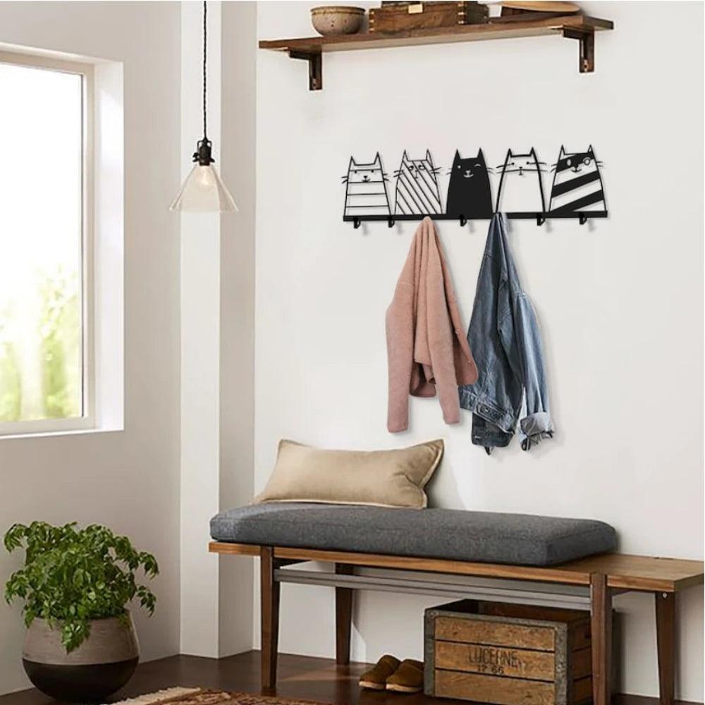 7 Hooks Modern Decorative Coat Rack - Just Cats - Gifts for Cat Lovers