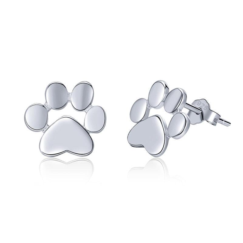 925 Sterling Silver Paw Footprints Stud Earrings 4 colors - Just Cats - Gifts for Cat Lovers