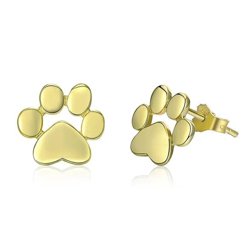 925 Sterling Silver Paw Footprints Stud Earrings 4 colors - Just Cats - Gifts for Cat Lovers