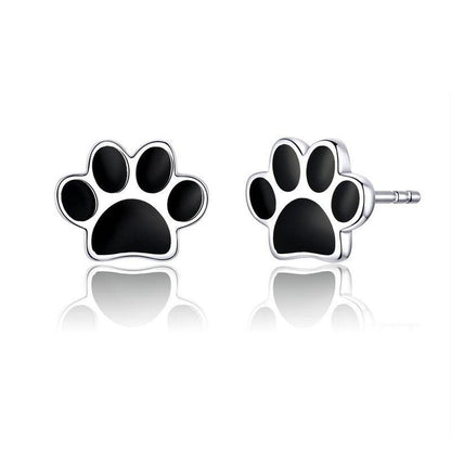 925 Sterling Silver Paw Footprints Stud Earrings 4 colors - Just Cats - Gifts for Cat Lovers