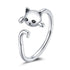 925 Sterling Silver Simple cat Rings, Black/Silver, Adjustable - Just Cats - Gifts for Cat Lovers