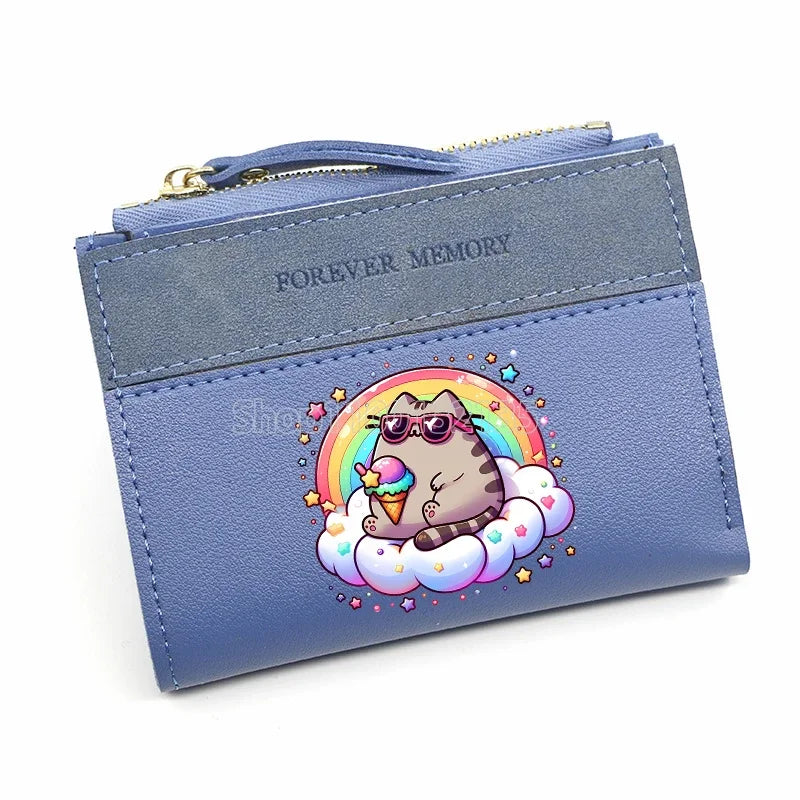 Pusheens Cat Short Wallet, 3 Colors Various Designs