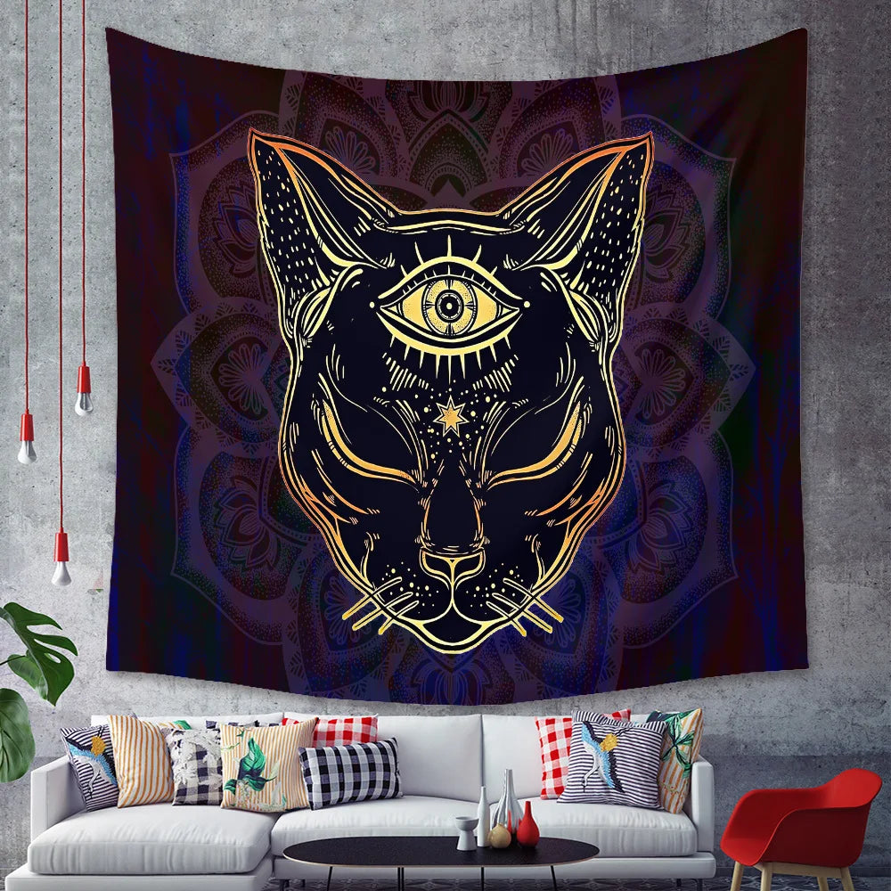 Black Cat Gothic Wall Tapestry, 6 Desings