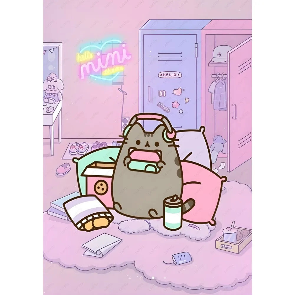 Adhesive Pusheen Cat Posters, 15 designs, 4 Sizes