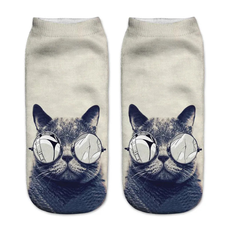 Cute Realistic Cat Print Socks, 20 Designs