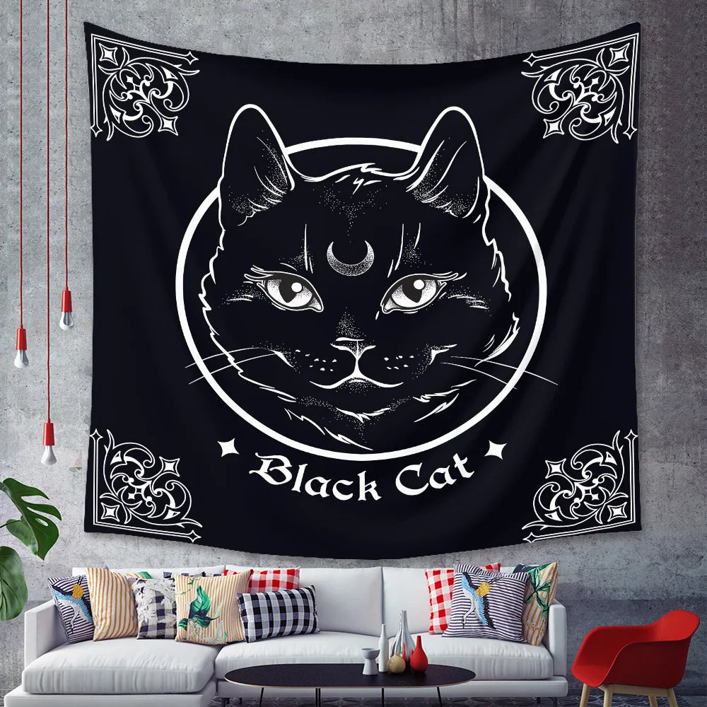 Black Cat Gothic Wall Tapestry, 6 Desings