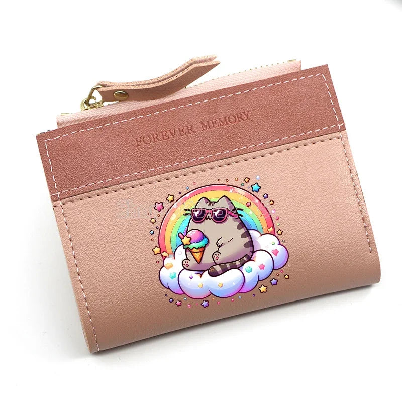 Pusheens Cat Short Wallet, 3 Colors Various Designs