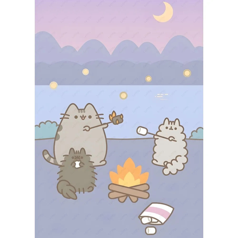 Adhesive Pusheen Cat Posters, 15 designs, 4 Sizes