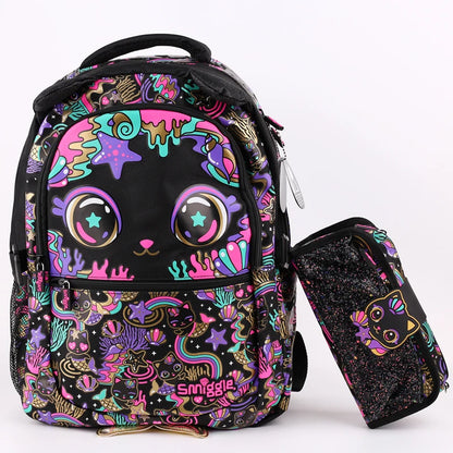 Colorful Cartoon Cat Backpack &amp; Pencil Case