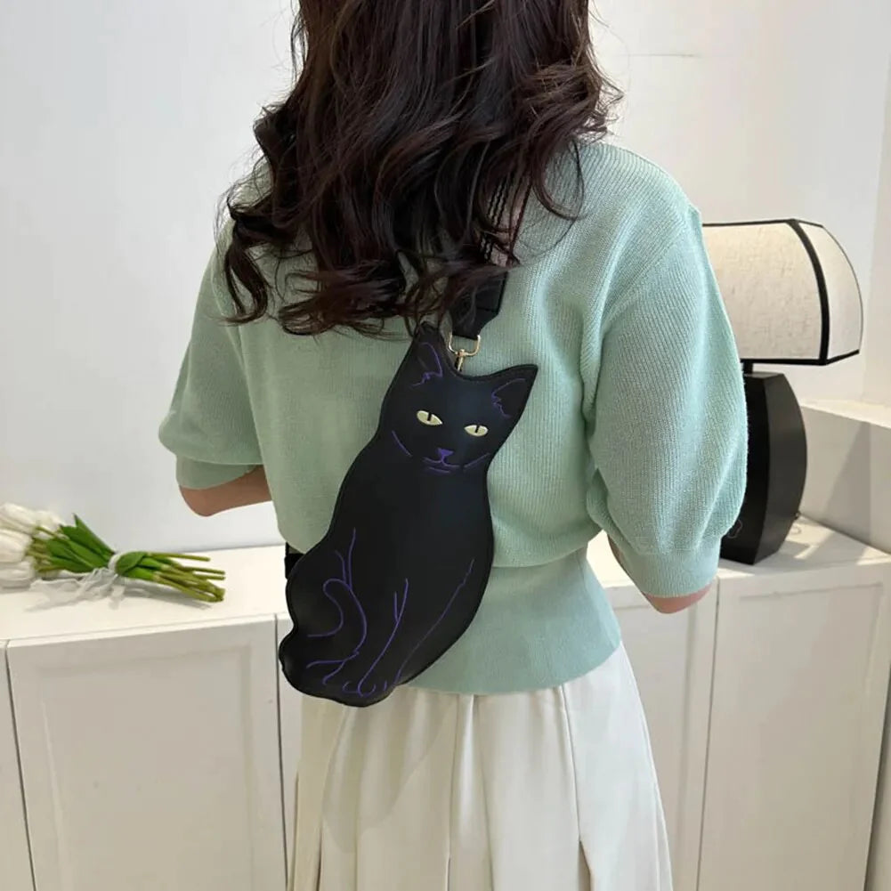 Stylish Cat Shaped & Outline Pu Shoulder Bag