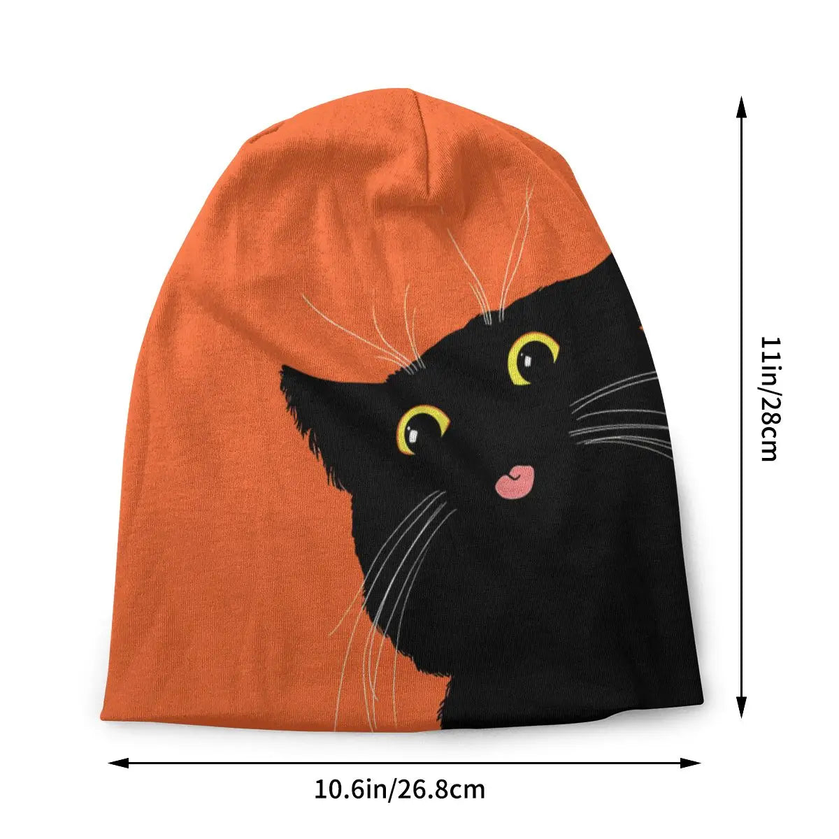 Cute Black Cat Unisex Orange Beanie