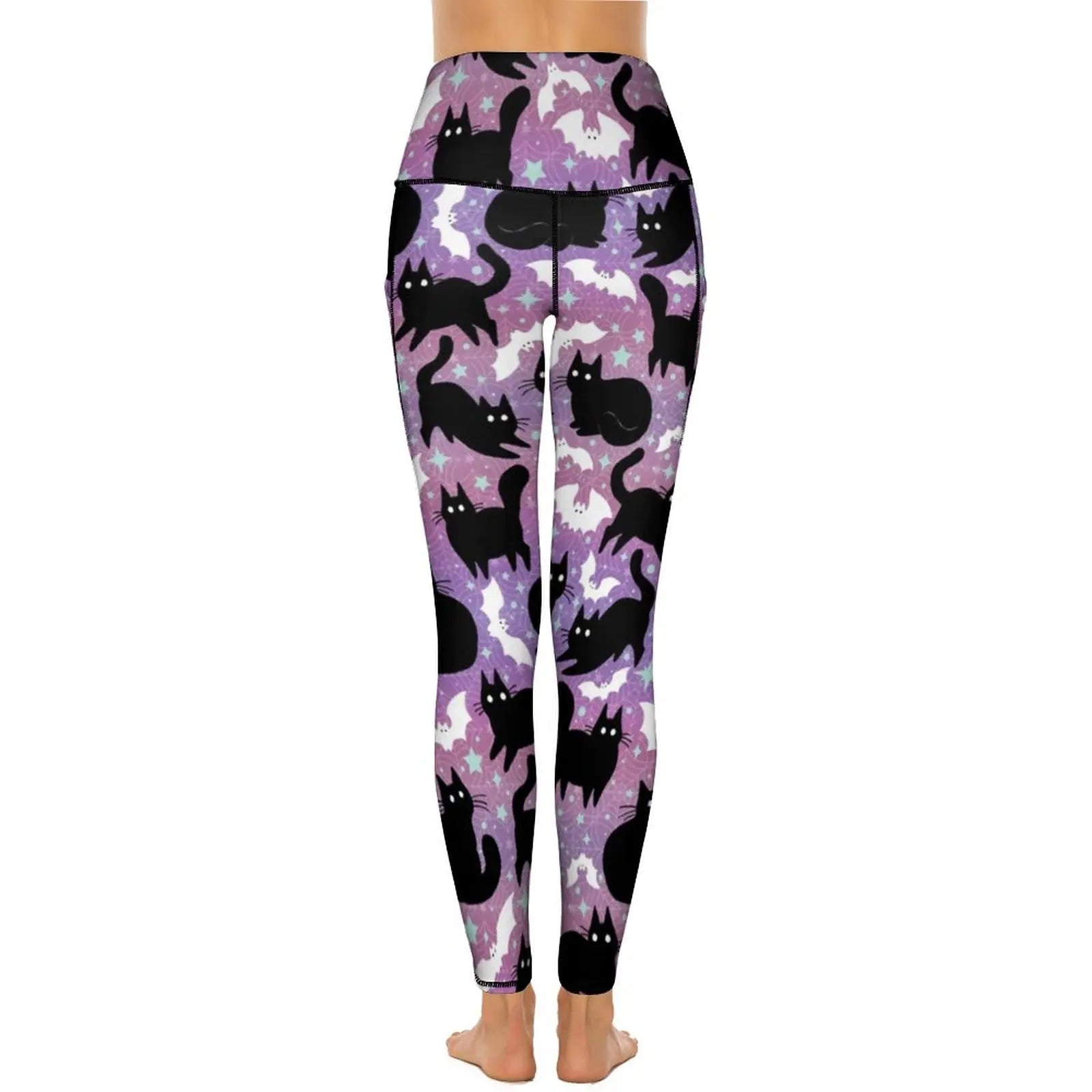 Black Cat Colorful Leggings, S-2XL,  16 Designs