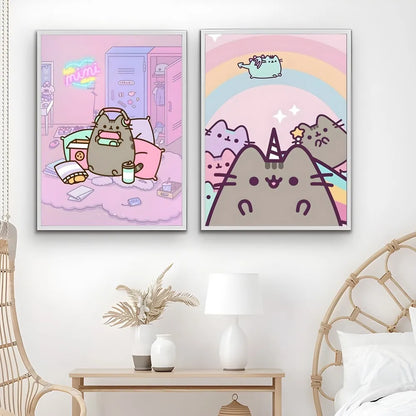 Adhesive Pusheen Cat Posters, 15 designs, 4 Sizes