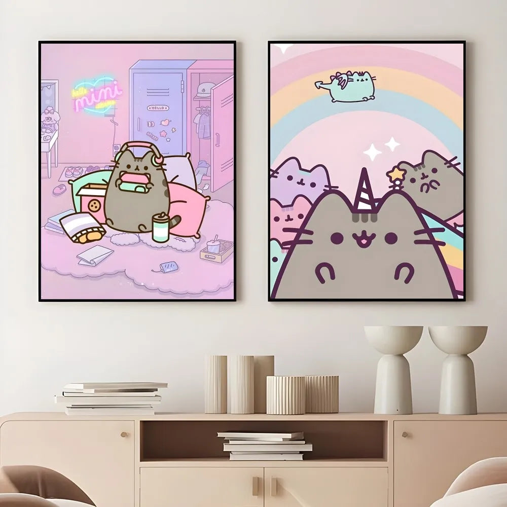 Adhesive Pusheen Cat Posters, 15 designs, 4 Sizes