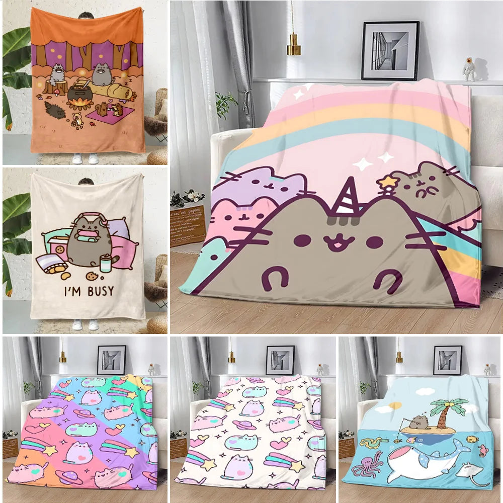 Pusheen Cat Plush Winter Blanket, 4 sizes, 24 Designs