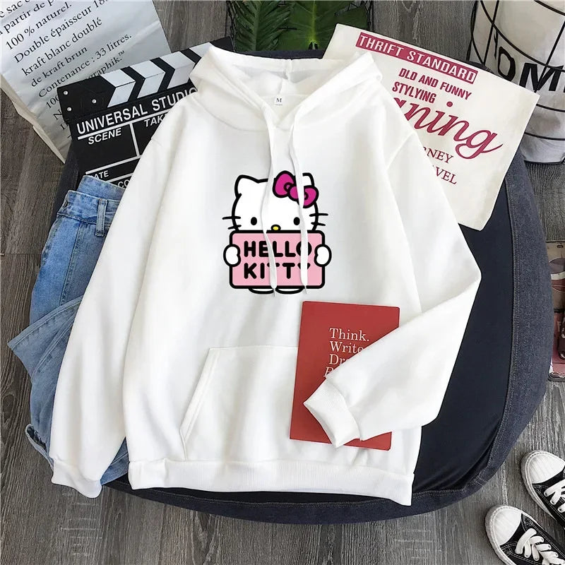 Hello Kitty Printed Hoodie, S-3XL, 6 Colors